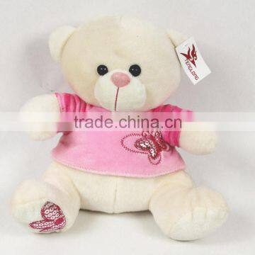 Luckiplus Hot Sale First Class Butterfly Pink Cloth Bear White Skin Safe Technology Toy For Kids