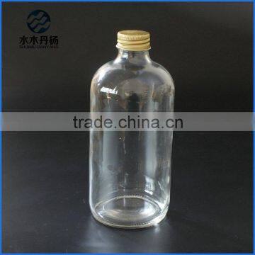 16oz Clear Boston Round Glass Bottle Transparent Boston Bottle With Aluminium Screw Cap photo-4