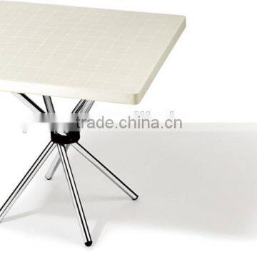 simple design plastic square table with stainless steel legs