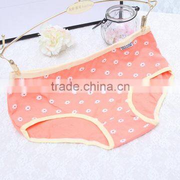 01 Hot sale lovely daisy flower printed low waist 100% cotton women underwear 2015