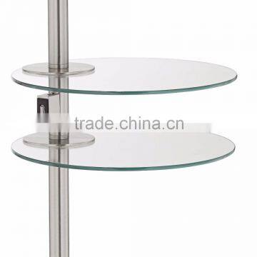 1024-21 Two Glass Trays a Brushed Nickel Finish Functional and Stylish Concierge Double Tray Floor Lamp With USB photo-4