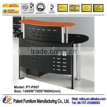 Cheap Tempered Glass Reception Desk used reception desk salon reception desk PT-P007