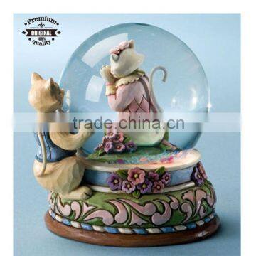 custom resin unique cat couple snow globe