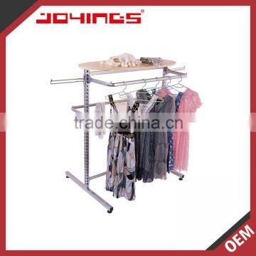 Floor Standing Stainless Steel Clothes Hanging Rack with MDF Top Shelf