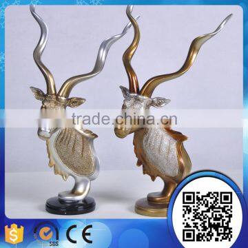 Mordern Design Golden Deer Head Sculpture for Home Decoration