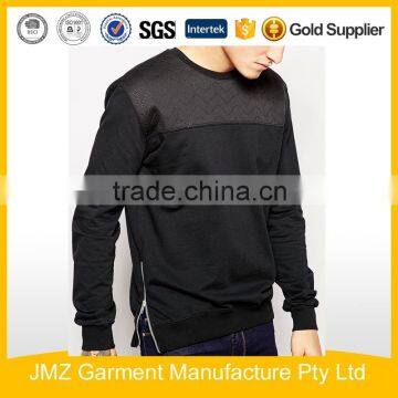 men sweatshirt wholesale black sweatshirt with two sides zippers on bottom