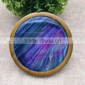 Natural Beautiful Blue Crystal Gemstone Agate Coaster for Drinks Gift