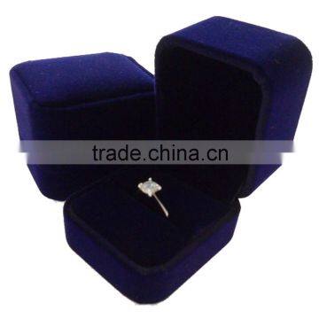 attractive blue velvet diamond jewelry box,ring box