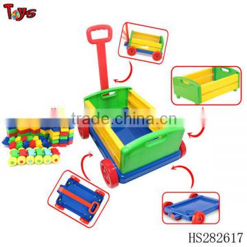 2013 2 in 1 70pcs 1.2MM thickness intelligent building block new model unique baby walker