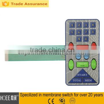 Hot selling Custom design polycarbonate overlay keypad membrane switch with 3M 468 adhesive