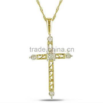 Sideway cross silver necklace