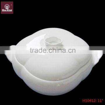 H10412 high white porcelain flower soup tureen bowls