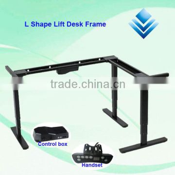 L shape electric adjustable lift desk