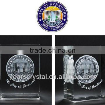 optic aventura crystal glass two D laser badge(R-1427)