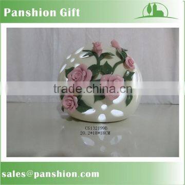 Flower decorative ceramic ball with light inside