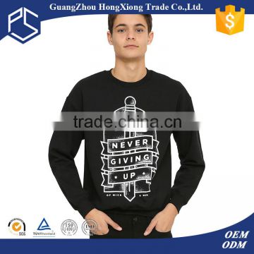 Daijun promotion causal silk-screen logo round neck black print custom men hoodies