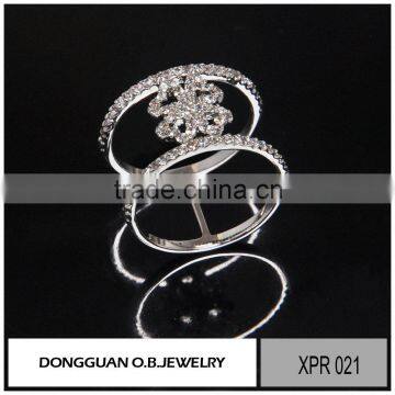 New designs clear zircon ring silver material pave setting luck jewelry