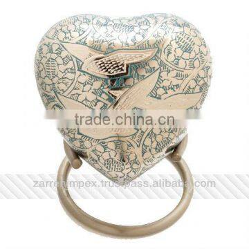 Going Home Green 3" Brass Heart Urn
