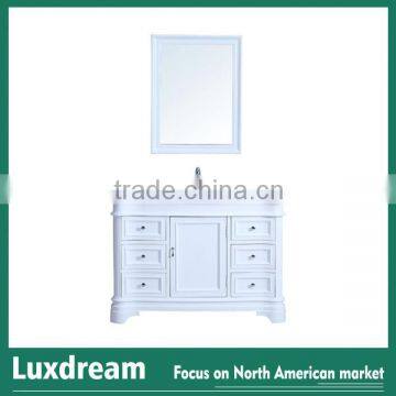 48 inch solid wood bathroom vanity white finish made in china