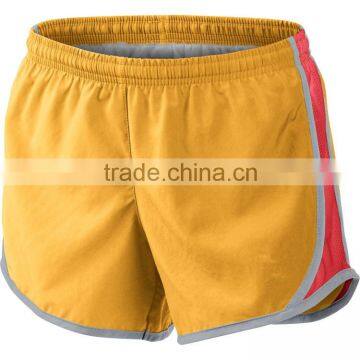 100% polyester 2 colors 2 fabric shorts for ladies gym wear