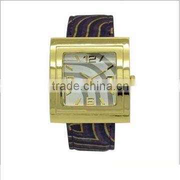 China diamond wood pattern leather strap for lady wrist watch