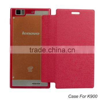 2014 high quality flip leather mobile case for lenovo k900