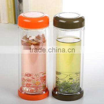280ml Transparent Custom Double Wall Heat-resistant Tea Cup Portable Pyrex Glass Water Bottle photo-2
