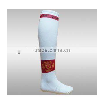 hot sale reasonable price professional white custom knee high football sock with half terry foot