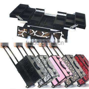 Pro 2 Wheel Rolling Aluminum Lockable Makeup Cosmetic Train Case