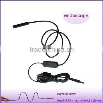 USB digital endoscope waterproof camera,diameter is 10mm 1.5 soft wire + 0.75m hard wire endoscope