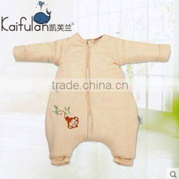 100% cotton Newborn infant baby anti kicking foot sleeping bag with Detachable sleeves for winter