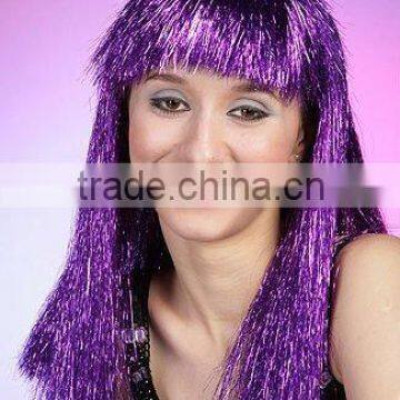 Wild Cherry Wig, tinsel synthetic wigs,purple football fans wigs