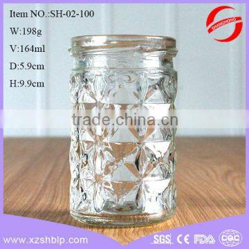 Embossed pattern 164ml mini glass mason jar for jam embossed logo