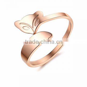 Stainless Steel Rose Gold Fox Ring photo-2