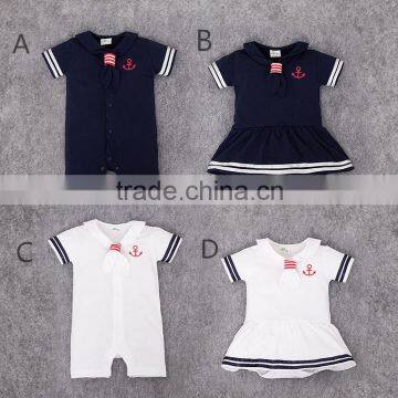 New arrive good quality orange sailor suit lovely cotton girls and boys baby clothes wholesale price