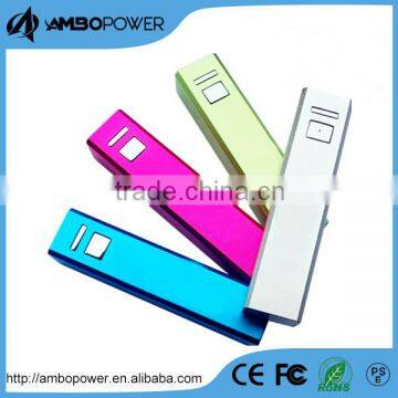 Factory price Customized logo printing lipstick 2600mah rohs power bank