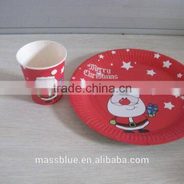 Merry Christmas paper plate and paper cup made in china