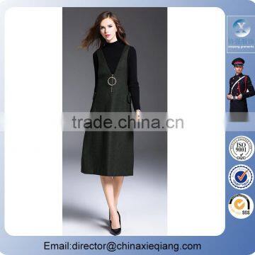 2016 fashion ladies designer elegant sleeveless woolen maxi dress