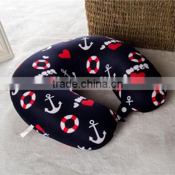 Printed Spandex fabric u shape pillow,with button and hook