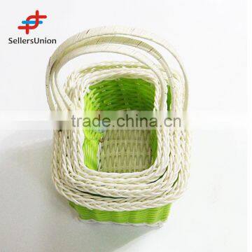 2017 No.1 Yiwu agent hot sale export commission agent 3pcs/set green bread fruit flower storage basket with handle