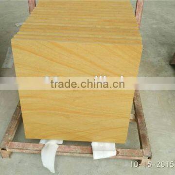 Honed Surface Yellow Wood Grain Sandstone Tiles