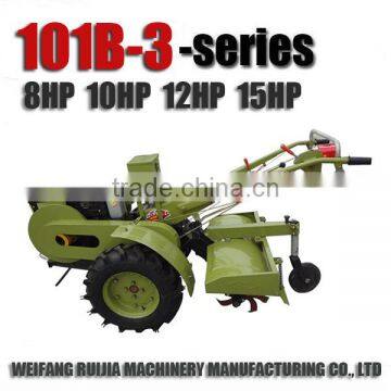 8-15HP Two Wheeled Diesel Tractors With Rotary Tiller for Farming / Gardening, Farm Walking Tractor With Rotary Tiller for Sale! photo-2