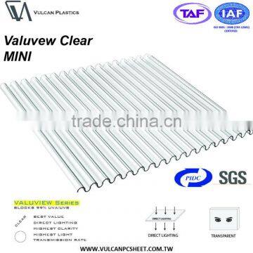 Optical Grade UV Coated Extruded Plastic Polycarbonate Corrugated Clear Sheet (Valuview Clear MINI) photo-5
