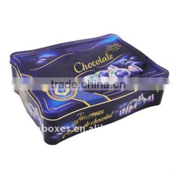 wave shaped luxury plum tinplate chocolate box