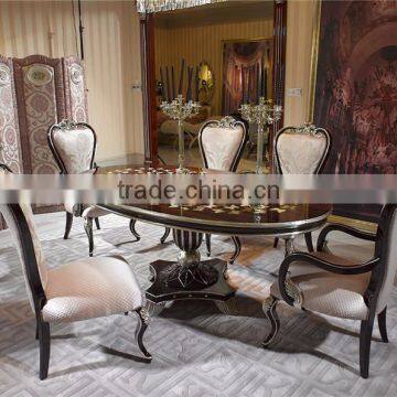 Elegant and Noble Butterfly Inlaid Oval Dining Table Set, Individual Design Antique Classic Six Seats Dining Table Set photo-2