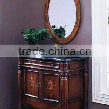 Solid wood American style bathroom cabinet with marble top and sink,bathroom vanity