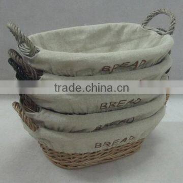 willow wicker bread baskets with liner wholesale