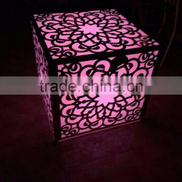 Hot sale Stainless steel frame Glass top LED wedding table