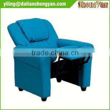 Contemporary Light Blue Kids Recliner With Cup Holder and Headrest photo-5