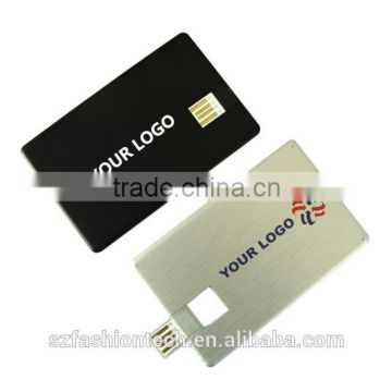 Metal business Credit Card USB Flash pen Drive, silk printing/laser engraving logo